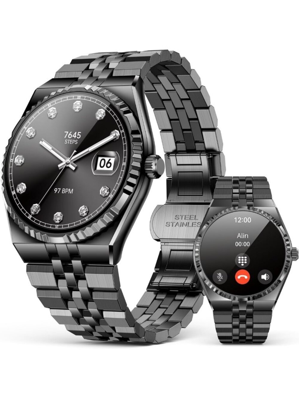 Stylish Luxury Smart Watch for Men, Bluetooth Calls, Fitness Tracker